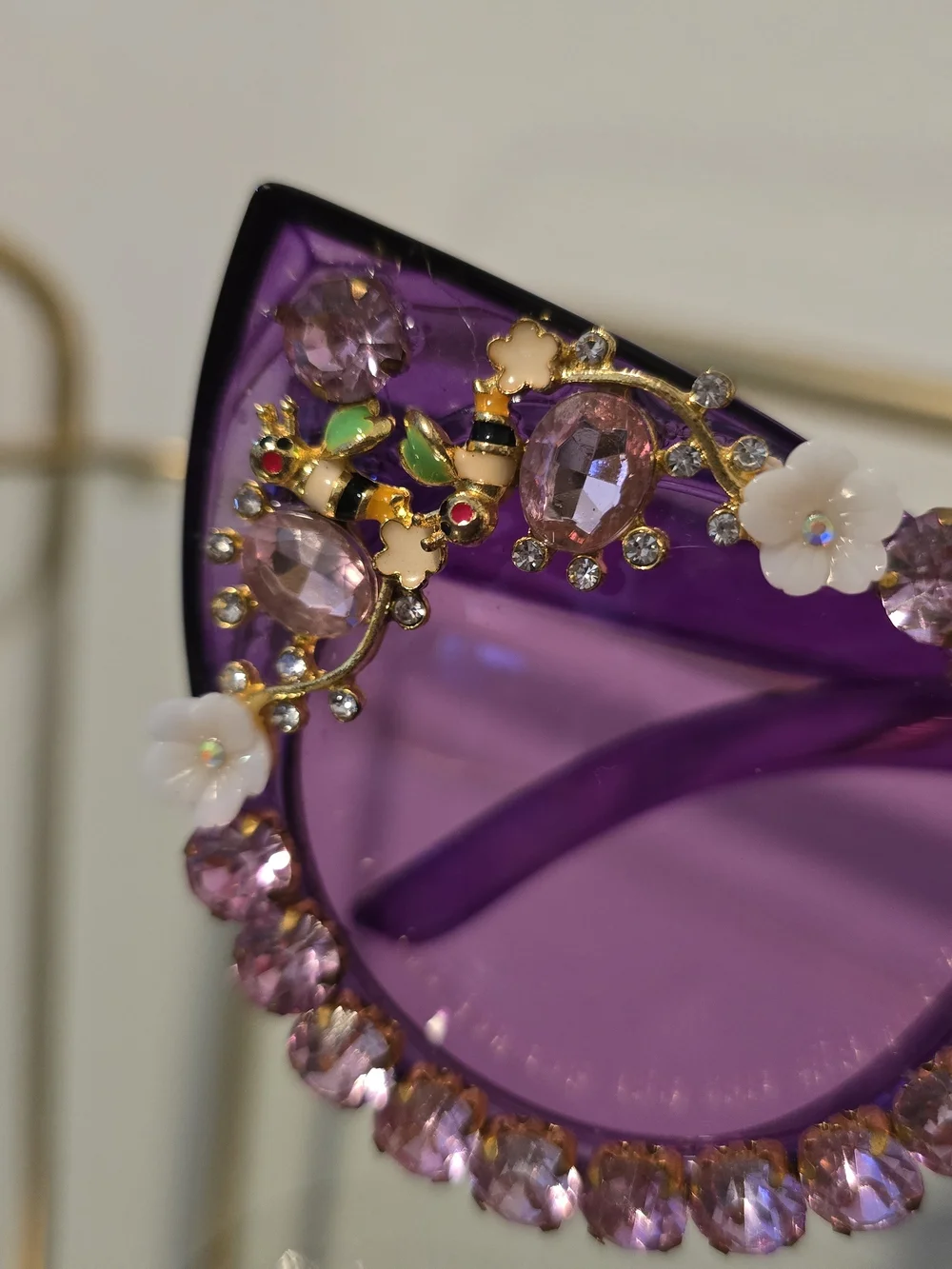 Embellished Purple Cat Eye Sunglasses with Rhinestones